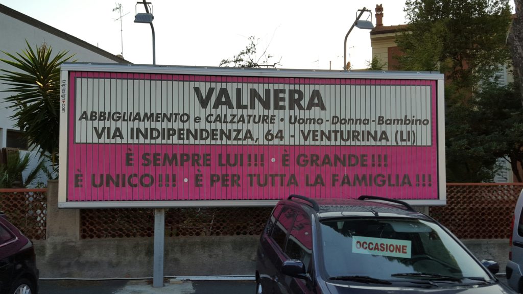 Grafica, Stampa e Affissione: poster pubblicitario 6×2 metri prisma rotor – Cliente. Valnera Sport Venturina Terme